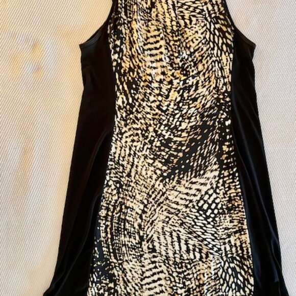 NY Collection Black & White Abstract Print Embellished Neck - Picture 6 of 6